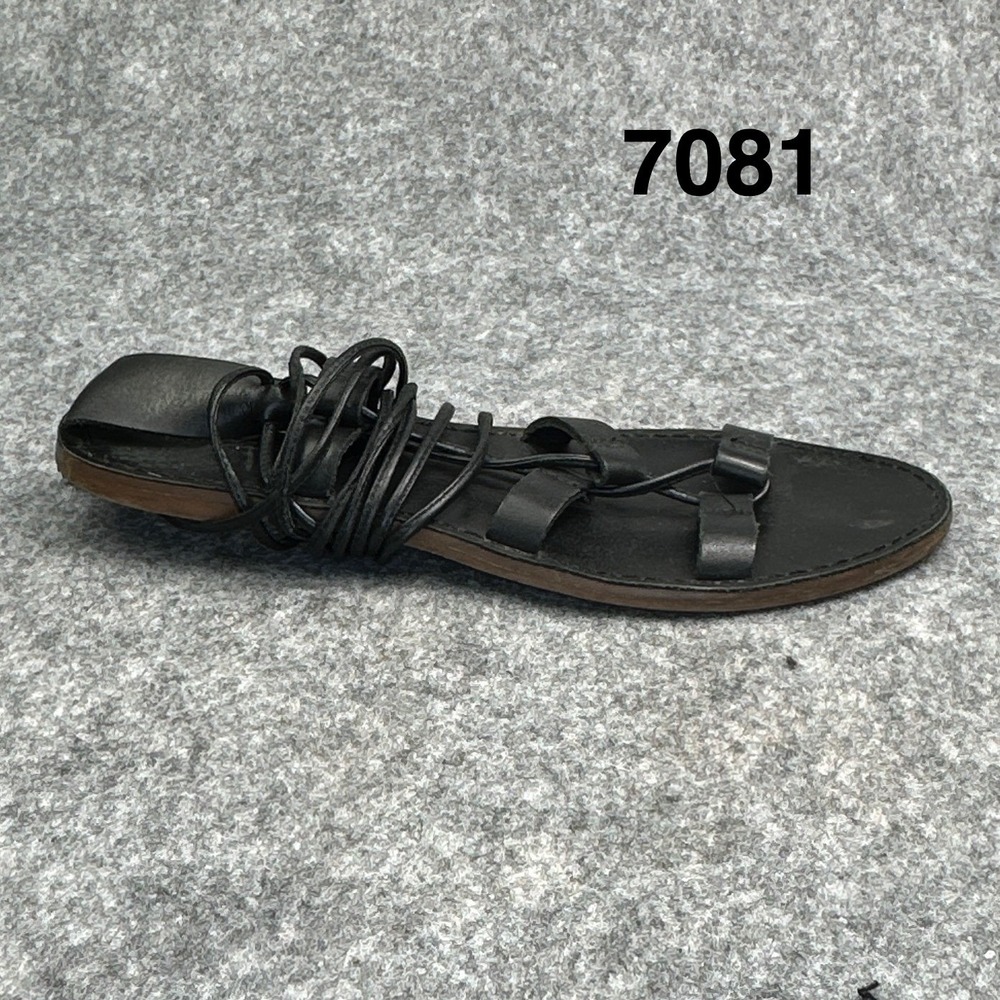 Madewell Boardwalk Lace Up Gladiator Sandals Black Leather Womens Size 8